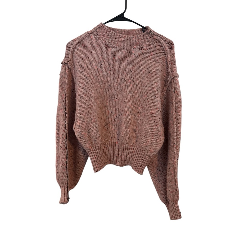 Urban Outfitters Women’s Large Chunky Knit Ballroom Sleeve Sweater Cozy Pink